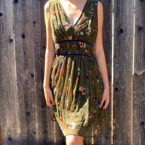 Abercrombie & Fitch Olive Green Chiffon Dress